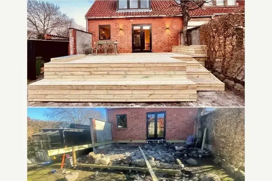 Terrasse i trykimprægneret med trappetrin – billede 3